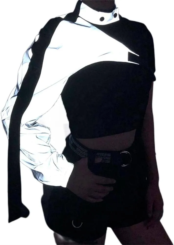 Goth Crop Top for Women 80s Emo Alt Punk Jacket Coat