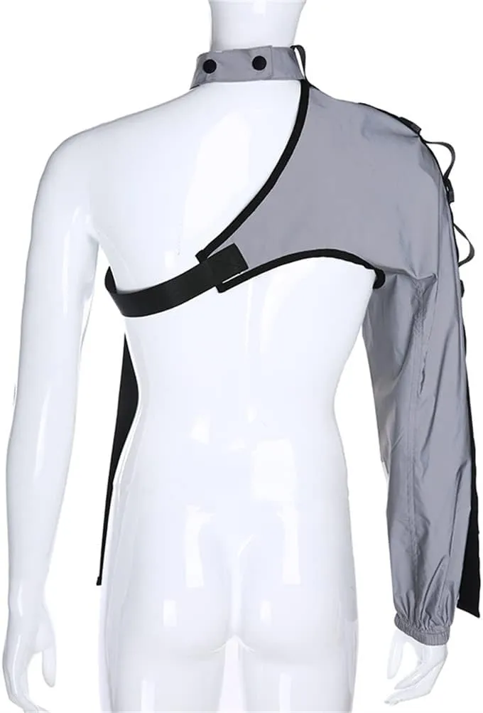 Goth Crop Top for Women 80s Emo Alt Punk Jacket Coat