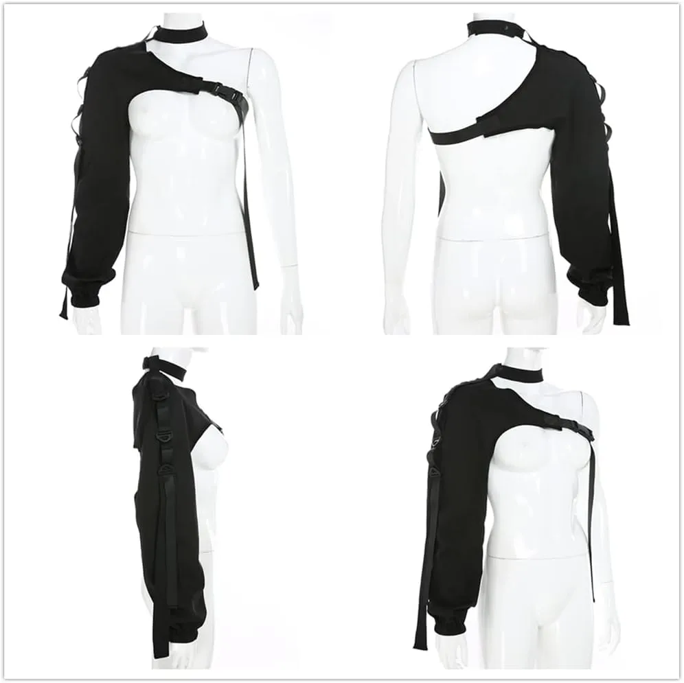 Goth Crop Top for Women 80s Emo Alt Punk Jacket Coat