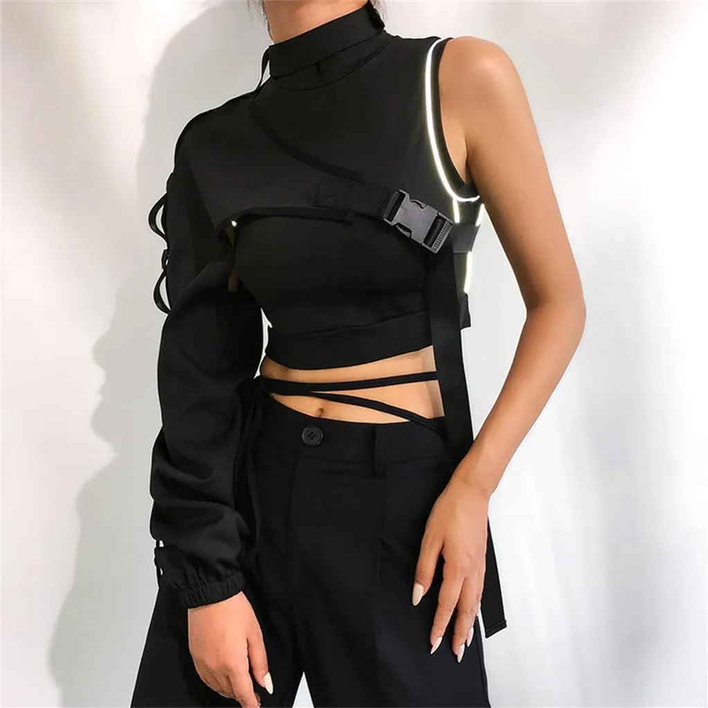 Goth Crop Top for Women 80s Emo Alt Punk Jacket Coat