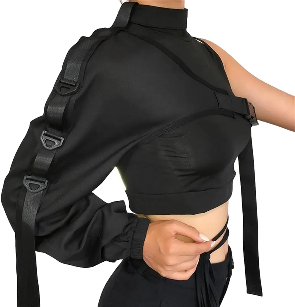 Goth Crop Top for Women 80s Emo Alt Punk Jacket Coat