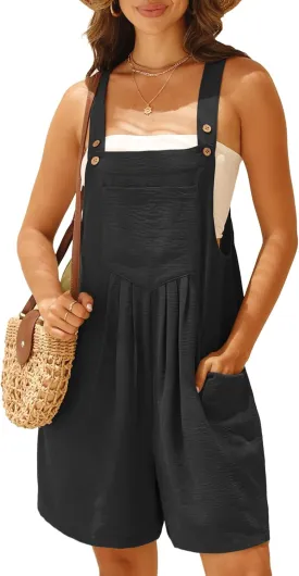 GRECERELLE Jumpsuits For Women Summer Short Overalls Casual Sleeveless Adjustable Loose Women's Rompers with Pockets 2025