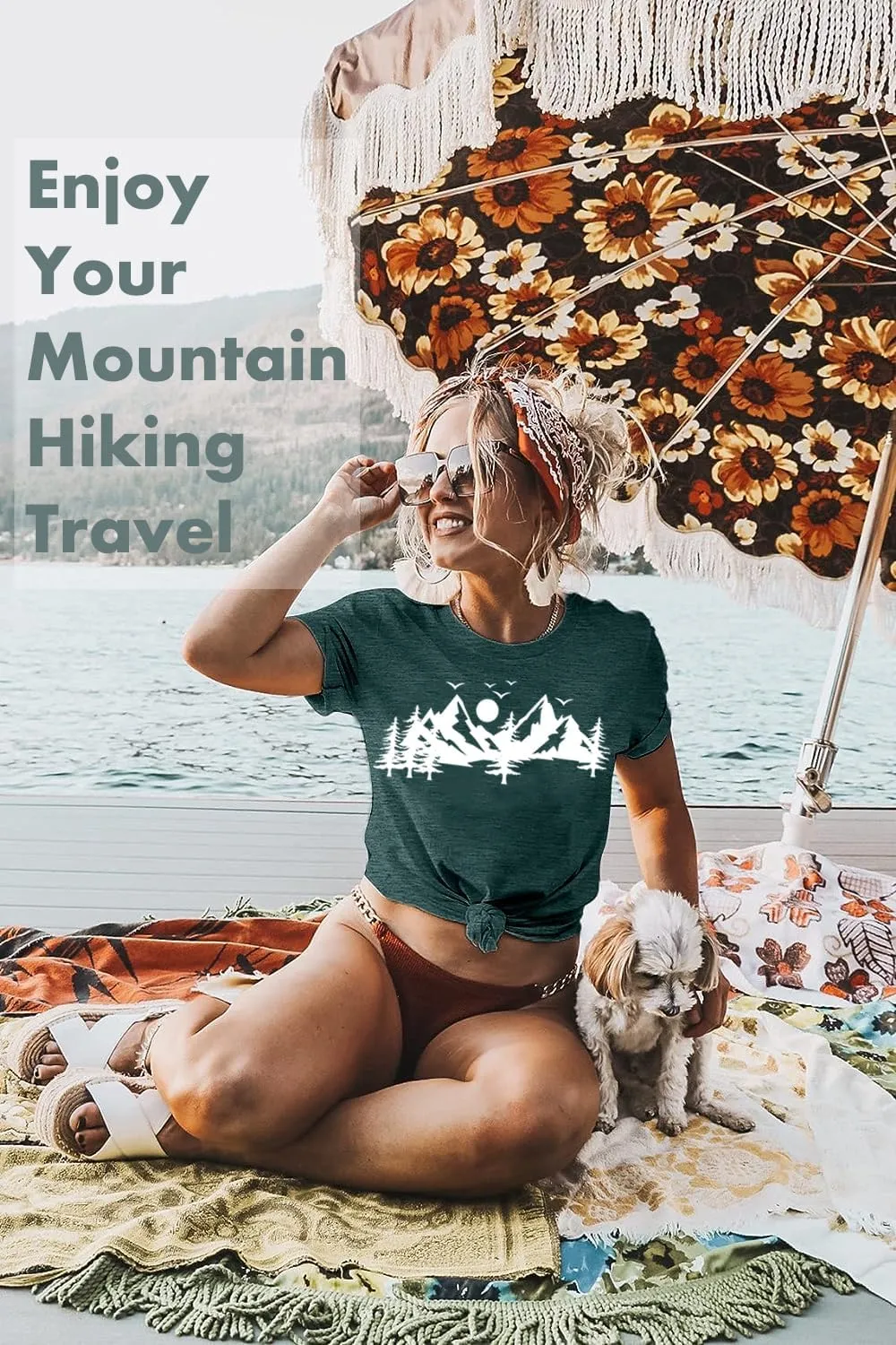 Happy Camp T-Shirt Women Hiking Mountain Adventure Novelty Workout Funny Saying Cute Graphic Athletic Shirt