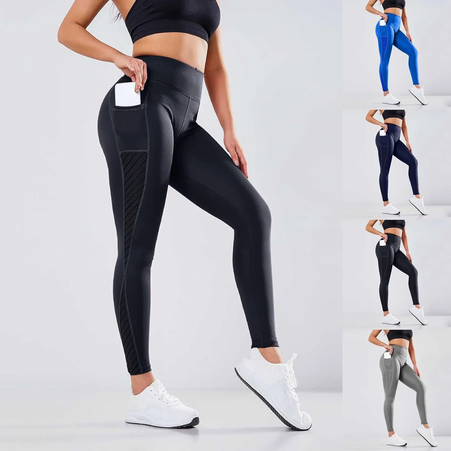 High Waisted Leggings with Pockets for Women Soft Athletic Tummy Control Yoga Pants Running Workout Compression Gym