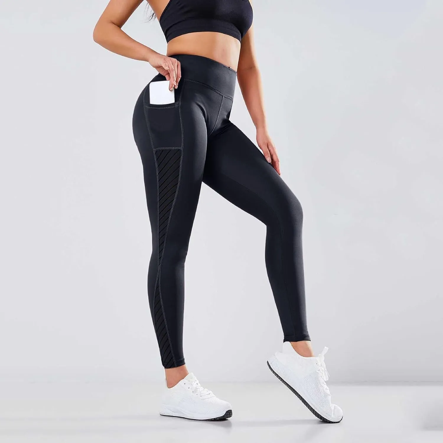 High Waisted Leggings with Pockets for Women Soft Athletic Tummy Control Yoga Pants Running Workout Compression Gym
