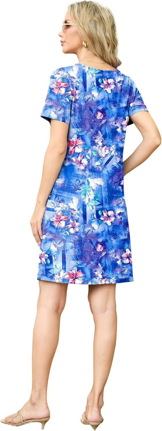 HiMONE Womens Summer Dresses T-Shirt Pleated Dressy Casual Scooped Neck Beach Vacation Dresses XS-2XL