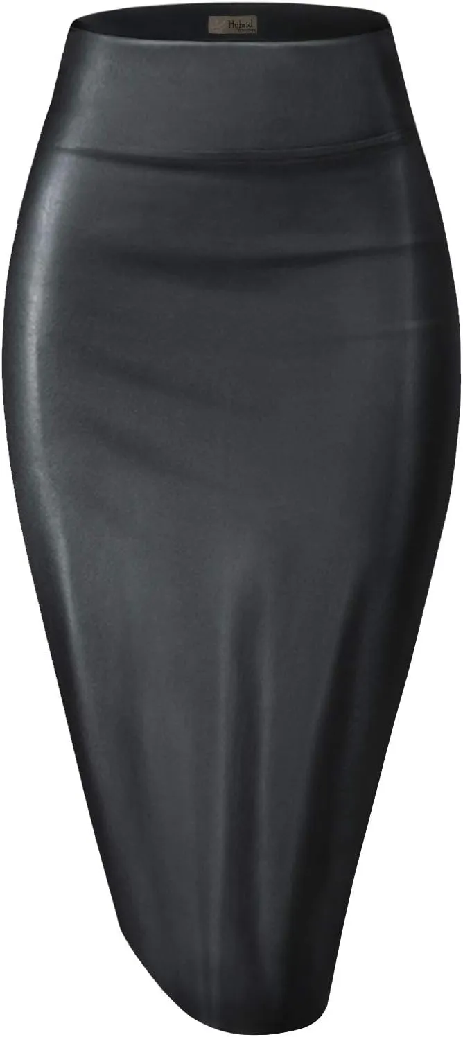 Hybrid & Company Women Elastic High Waist Bodycon Work Business Pencil Skirt