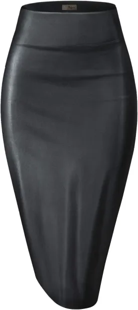 Hybrid & Company Women Elastic High Waist Bodycon Work Business Pencil Skirt