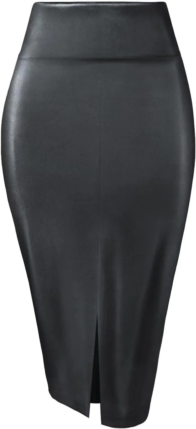 Hybrid & Company Women Elastic High Waist Bodycon Work Business Pencil Skirt