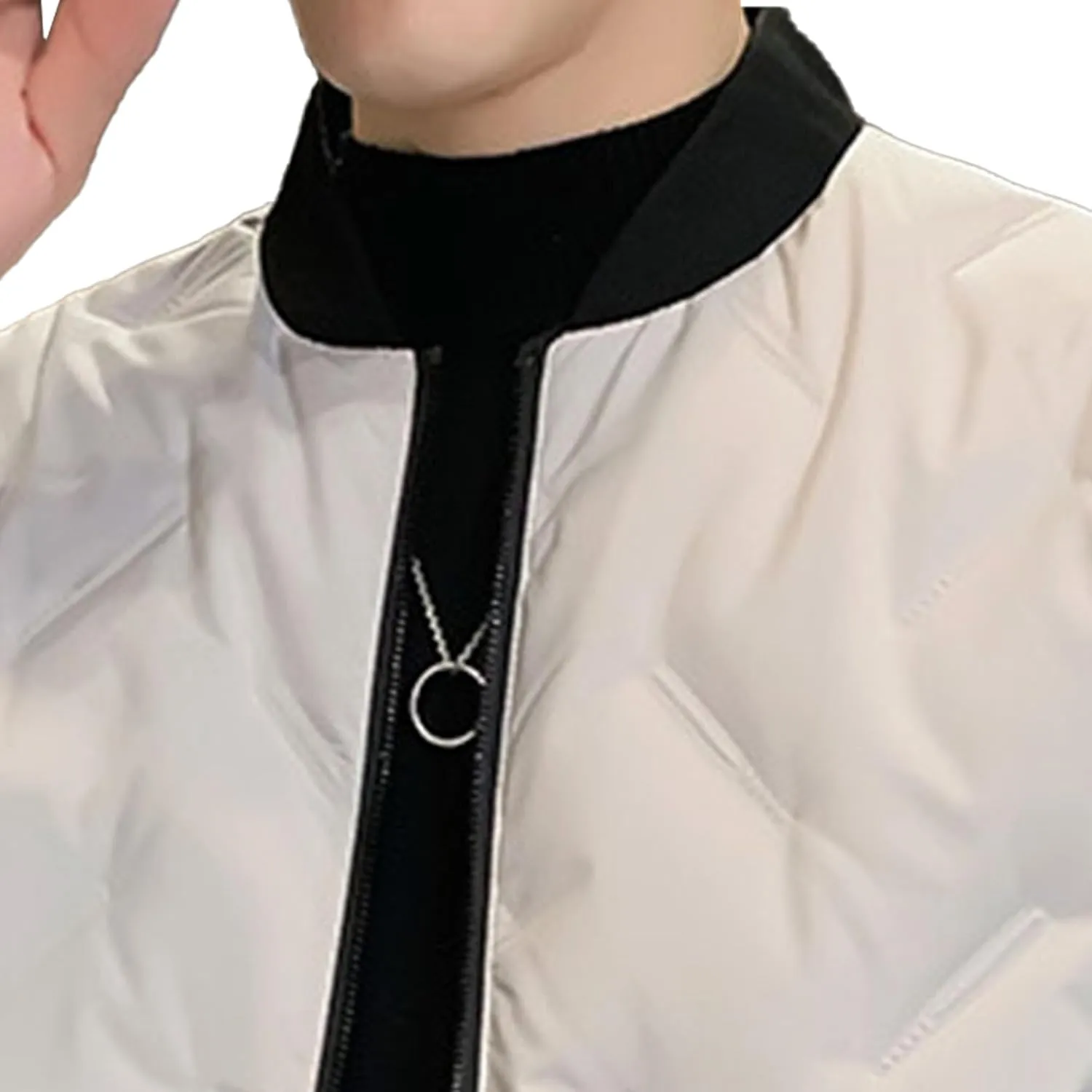 JEShifangjiusu Mens Flight Bomber Diamond Quilted Jacket Casual Lightweight Varsity Jackets Winter Warm Padded Coats Outwear