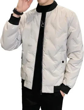 JEShifangjiusu Mens Flight Bomber Diamond Quilted Jacket Casual Lightweight Varsity Jackets Winter Warm Padded Coats Outwear