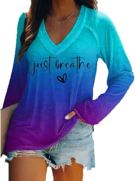 Just Breathe T Shirts for Women Mental Health Matters Shirt Inspirational Quotes Shirt
