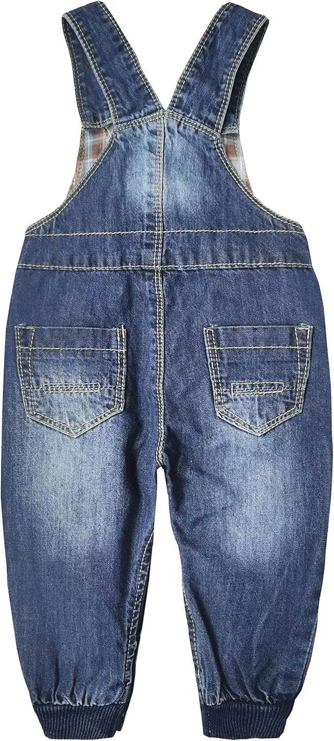 KIDSCOOL SPACE Baby Little Kids Cute Denim Embroidered Fashion Jean Overalls