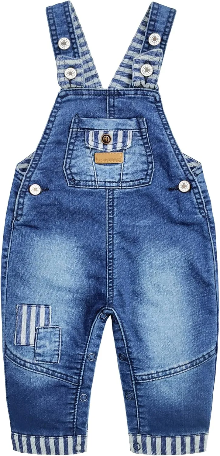 KIDSCOOL SPACE Baby Little Kids Cute Denim Embroidered Fashion Jean Overalls