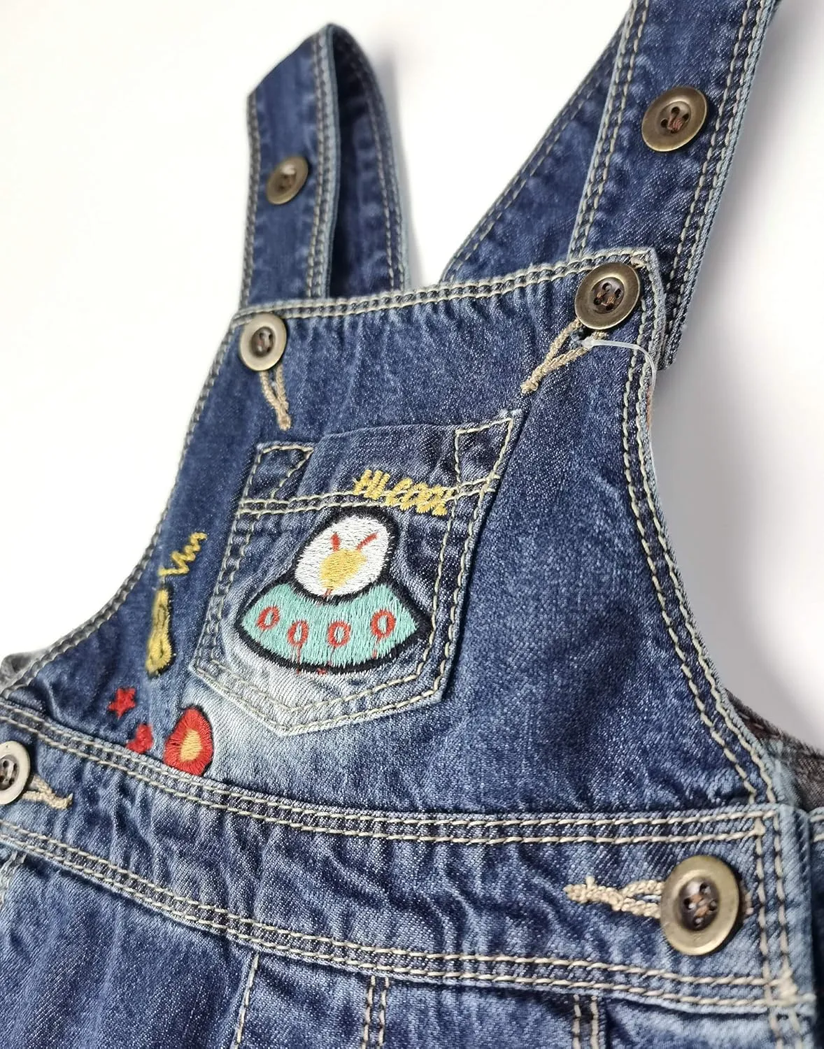 KIDSCOOL SPACE Baby Little Kids Cute Denim Embroidered Fashion Jean Overalls