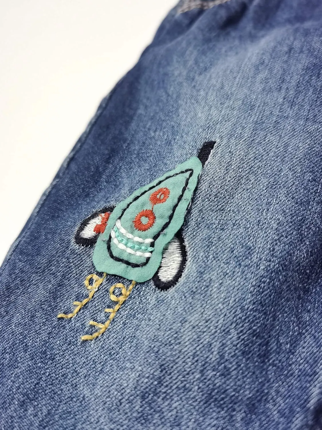 KIDSCOOL SPACE Baby Little Kids Cute Denim Embroidered Fashion Jean Overalls