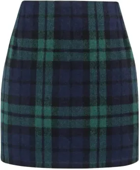Kinghua Womens Wool Plaid Mini Skirt Fall Winter High Waisted Bodycon Pencil Skirt