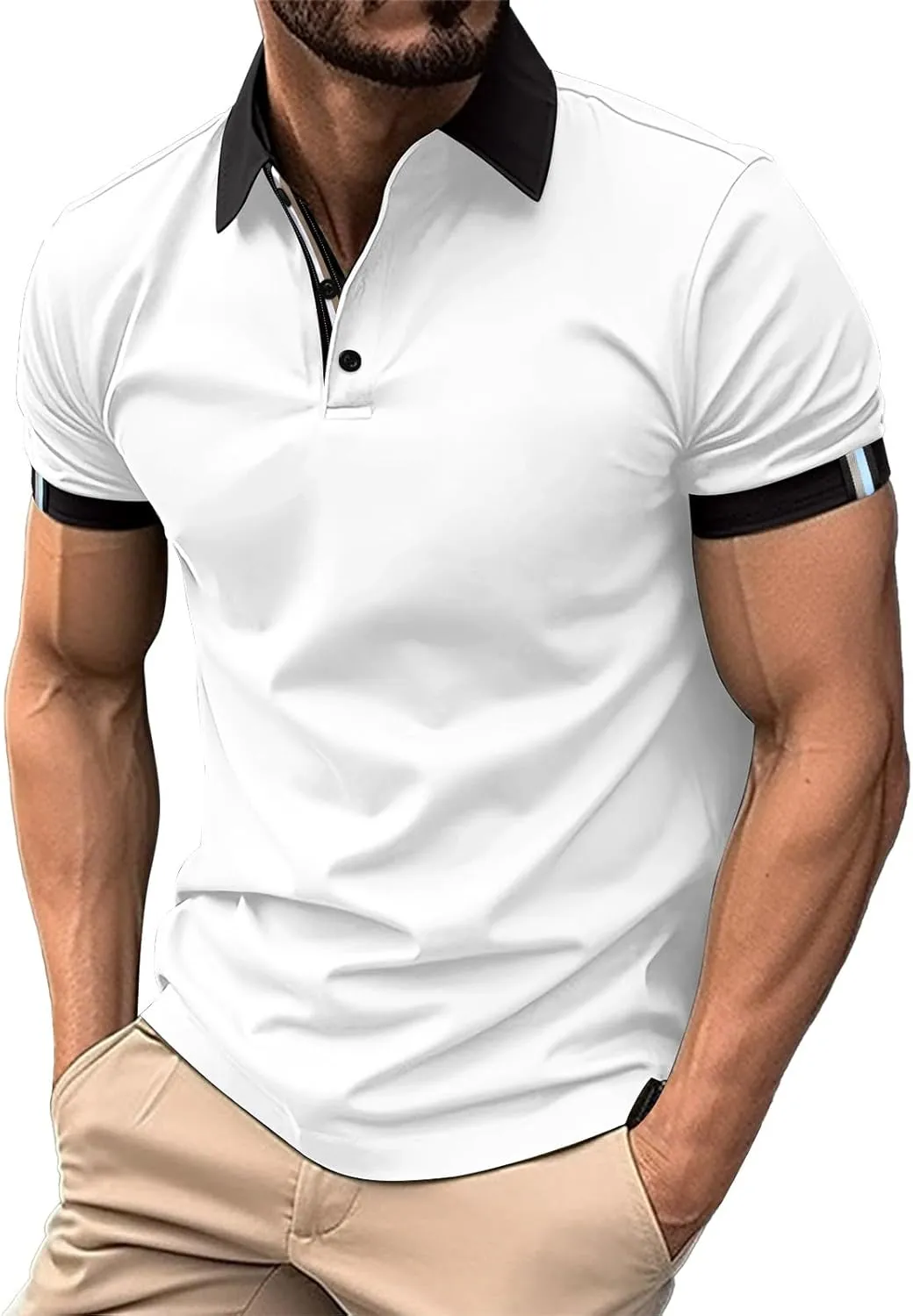LCMTWX Polo Shirts for Men 2024 Button Up Shirt for Sports and Leisure Polo Shirts Polo Shirts for Men Men's Golf Polo Men