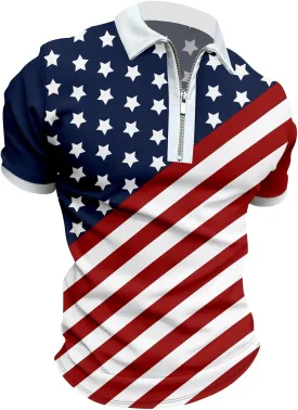 LCMTWX Polo Shirts for Men American Patriotic Flag Shirt 4th of July Patriotic Polo Shirt for Men Fashion Leisure Seaside