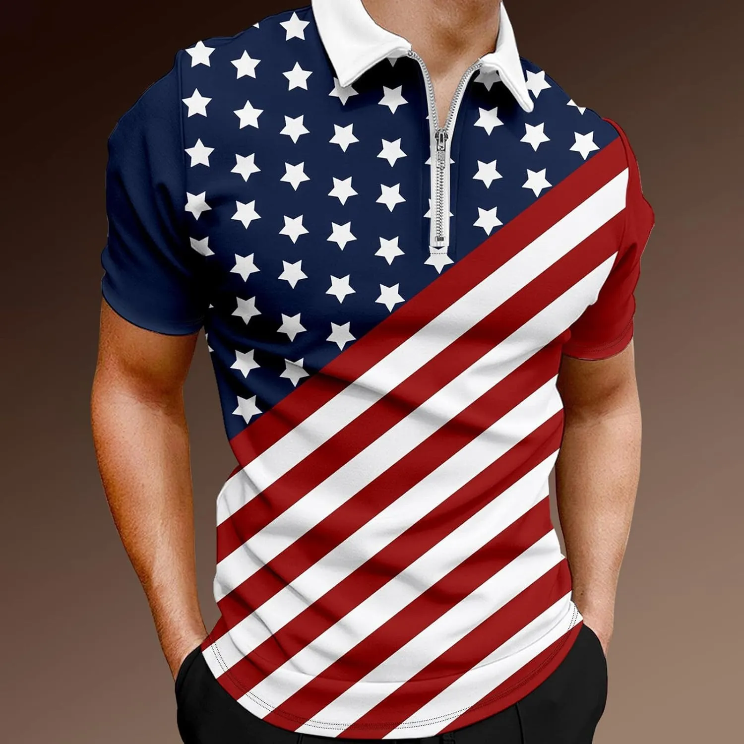 LCMTWX Polo Shirts for Men American Patriotic Flag Shirt 4th of July Patriotic Polo Shirt for Men Fashion Leisure Seaside