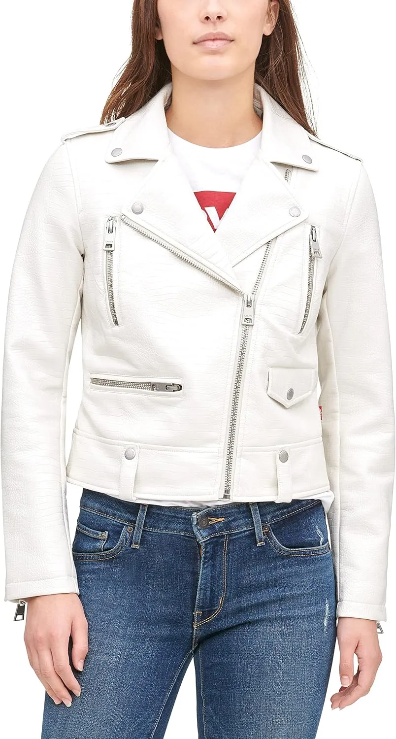 Levi's Women's Cropped Faux Leather Motorcycle Jacket