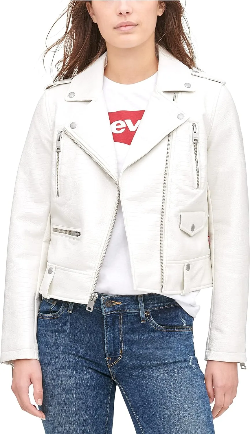 Levi's Women's Cropped Faux Leather Motorcycle Jacket