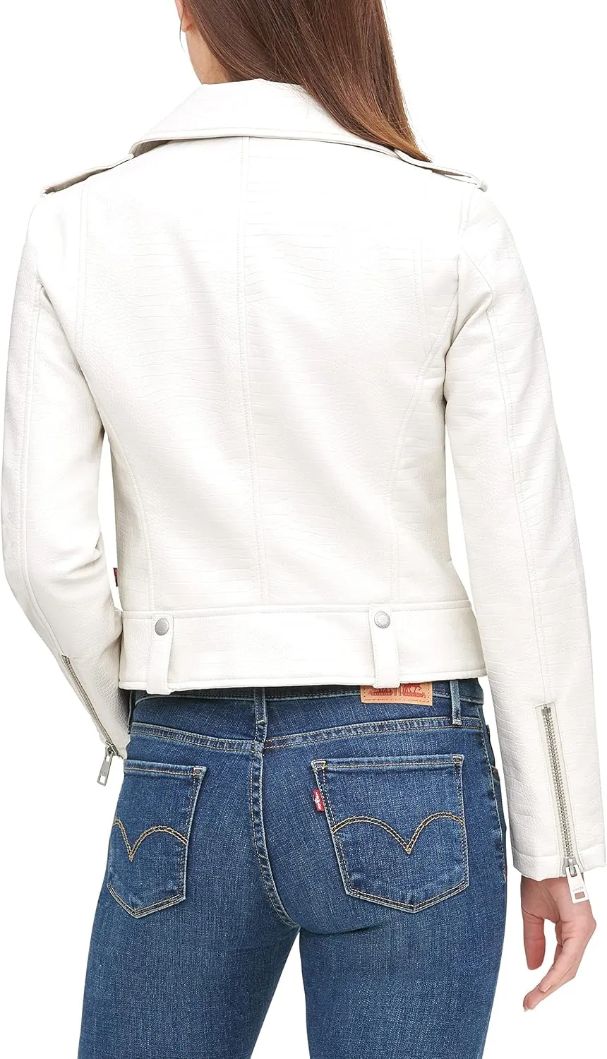 Levi's Women's Cropped Faux Leather Motorcycle Jacket