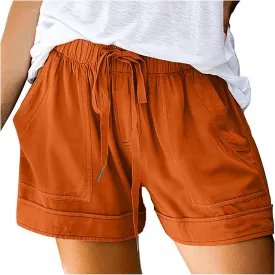 LRMQS Shorts for Women Trendy 2024 Casual Summer Drawstring Shorts with Pockets Beach Loose Elastic Waist Vacation Clothes