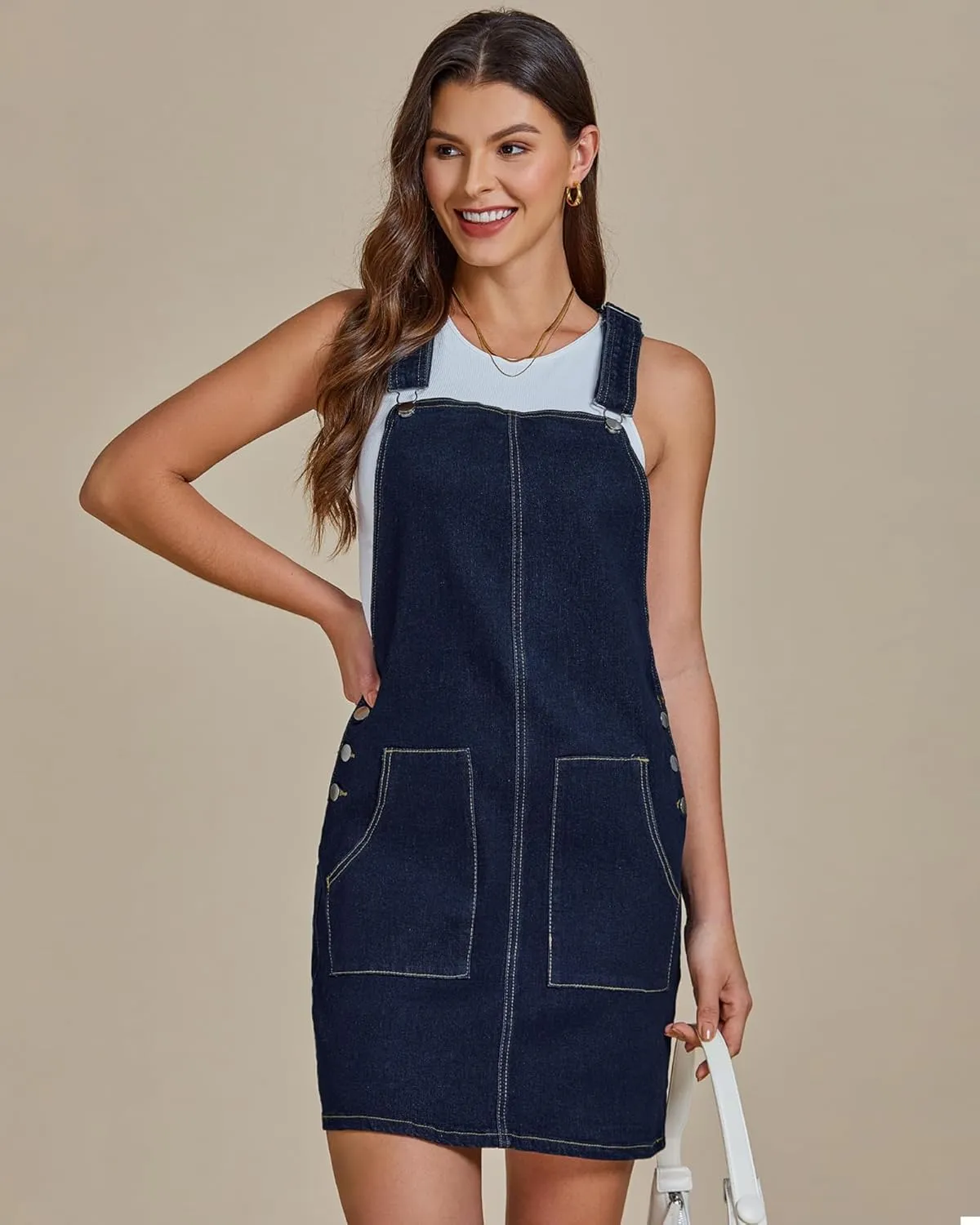 luvamia Women's Casual Straps Denim Overall Pinafore Dress with Pockets 2025