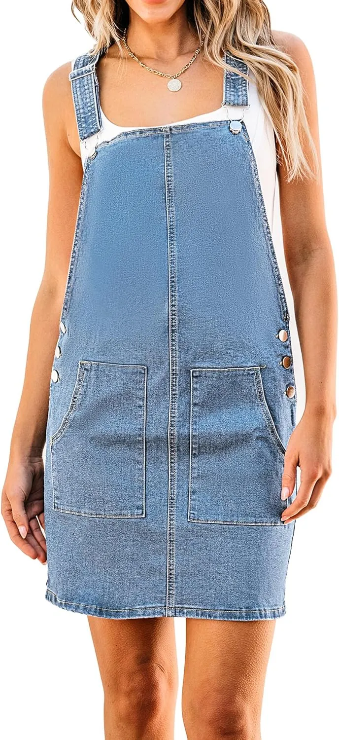 luvamia Women's Casual Straps Denim Overall Pinafore Dress with Pockets 2025