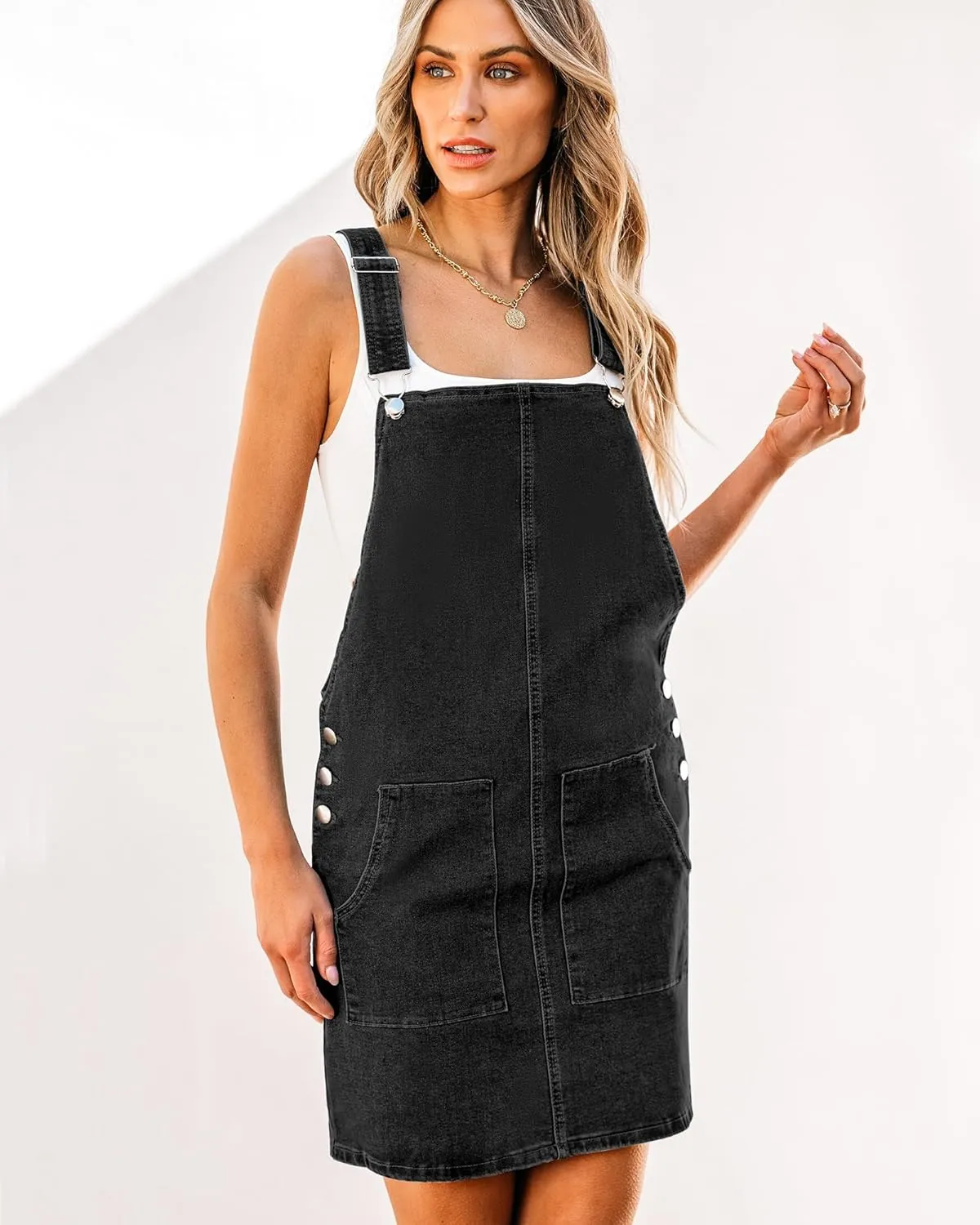 luvamia Women's Casual Straps Denim Overall Pinafore Dress with Pockets 2025