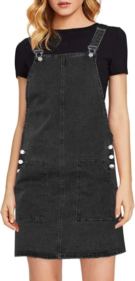 luvamia Women's Casual Straps Denim Overall Pinafore Dress with Pockets 2025