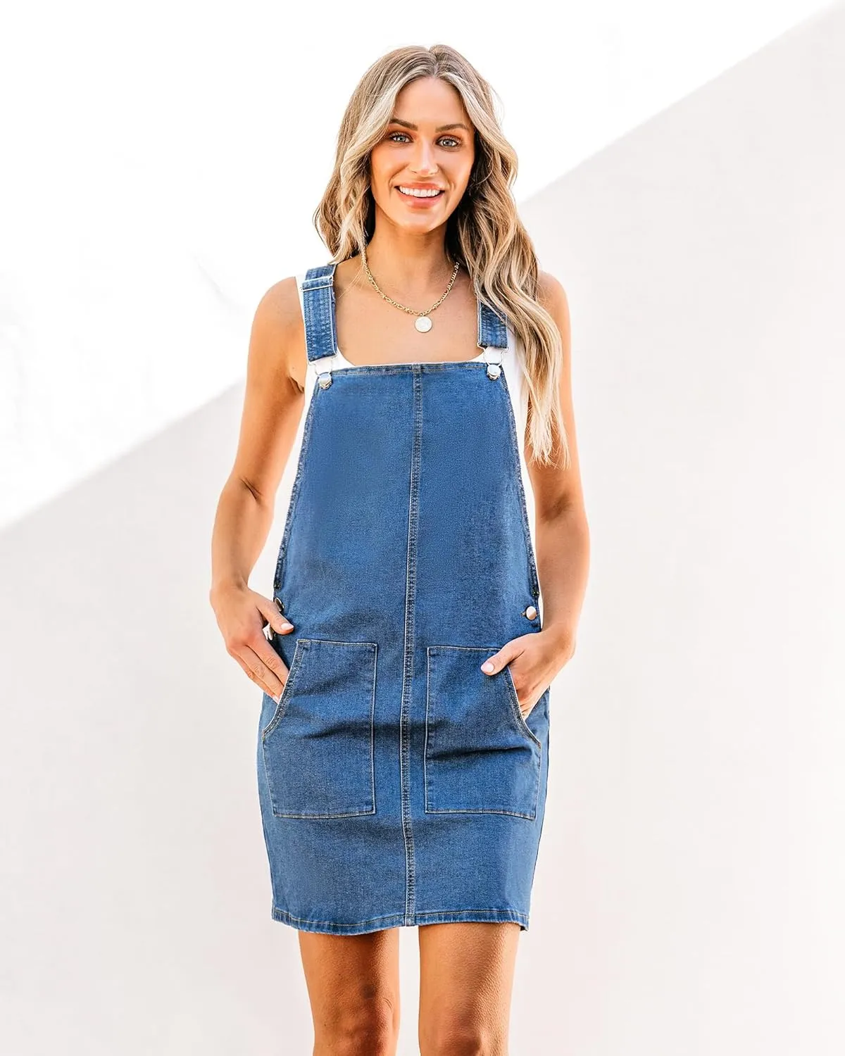 luvamia Women's Casual Straps Denim Overall Pinafore Dress with Pockets 2025