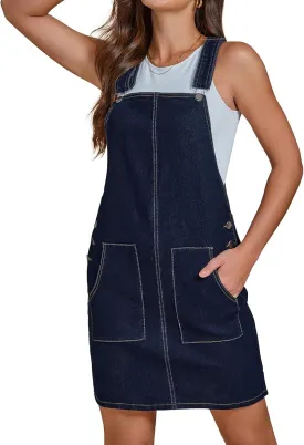 luvamia Women's Casual Straps Denim Overall Pinafore Dress with Pockets 2025
