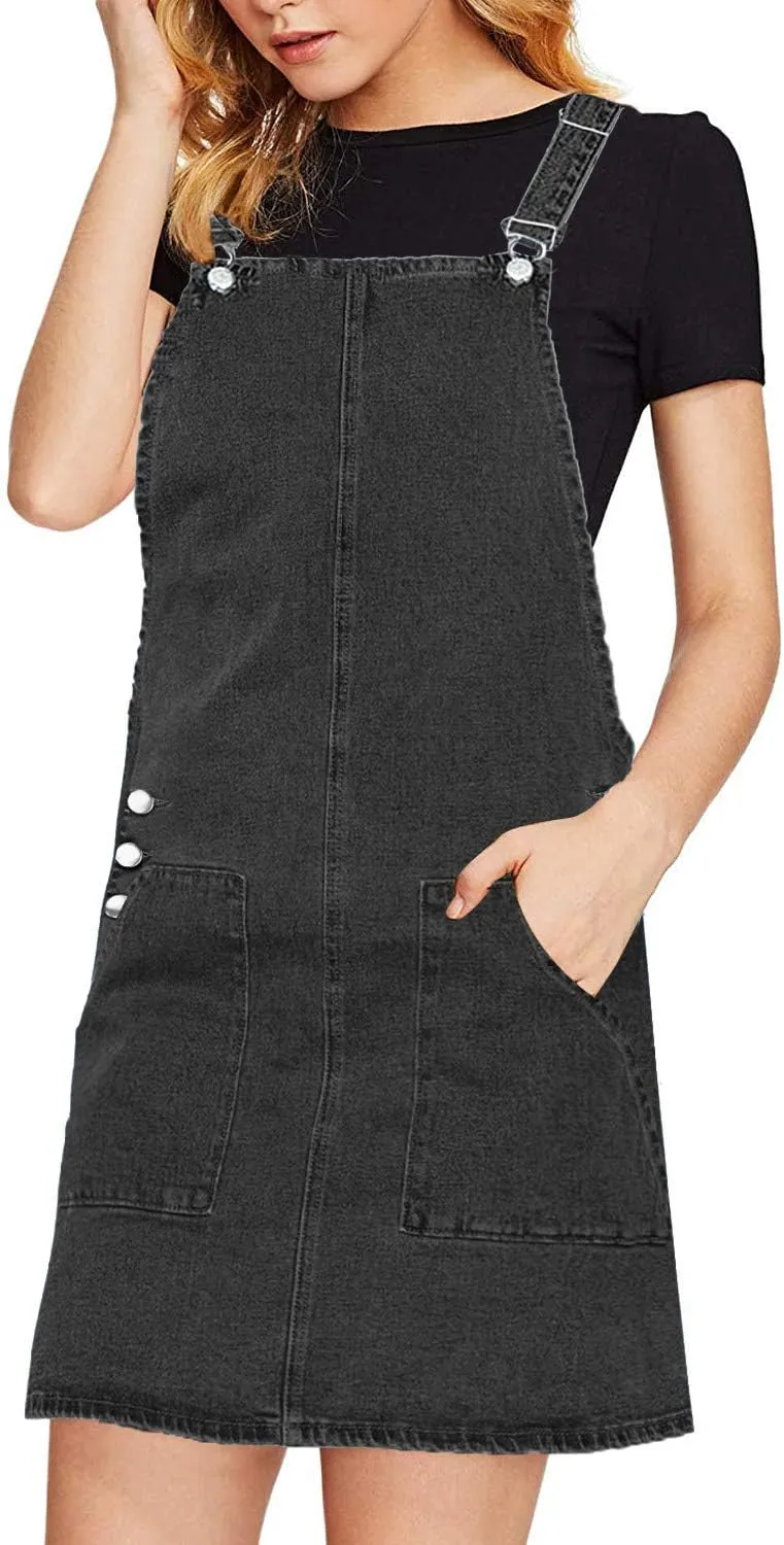 luvamia Women's Casual Straps Denim Overall Pinafore Dress with Pockets 2025