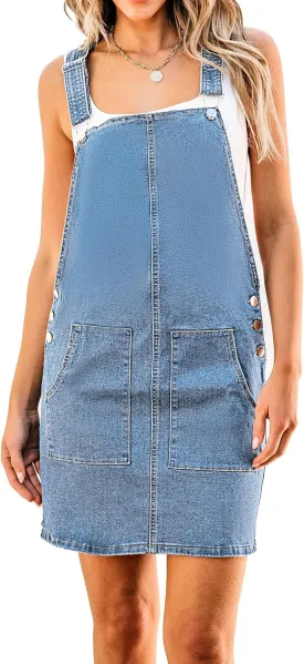 luvamia Women's Casual Straps Denim Overall Pinafore Dress with Pockets 2025