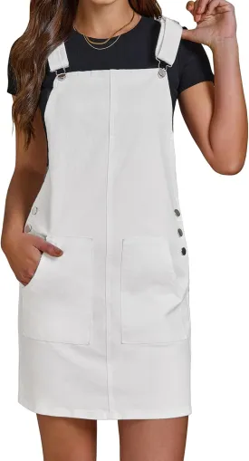 luvamia Women's Casual Straps Denim Overall Pinafore Dress with Pockets 2025