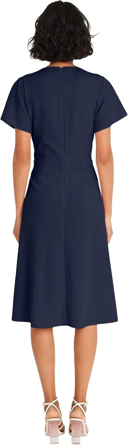 Maggy London Faux Wrap V-Neck Flutter Sleeves Cocktail Wedding Guest Dresses for Women