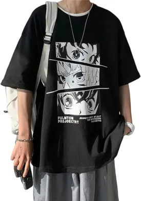 Men Women Anime T-Shirt Japanese Aesthetic Y2K Manga Graphic Tee Korean Preppy Short Sleeve Top Streetwear Oversized Clothes