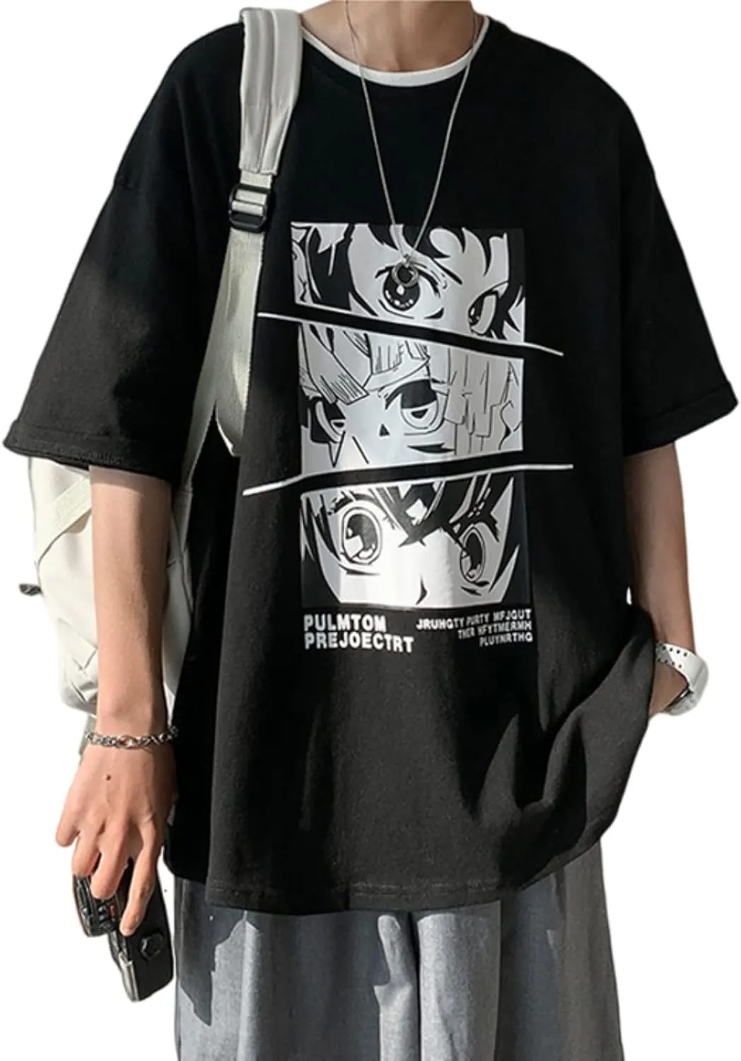 Men Women Anime T-Shirt Japanese Aesthetic Y2K Manga Graphic Tee Korean Preppy Short Sleeve Top Streetwear Oversized Clothes