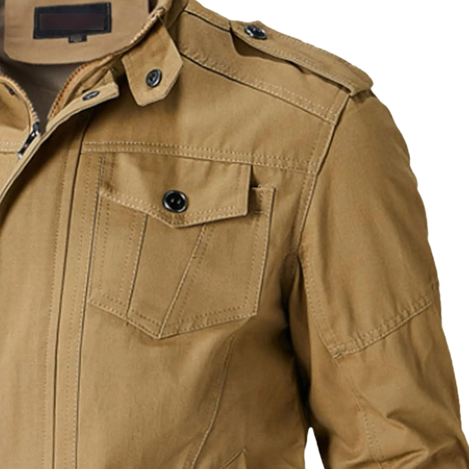 Men's Casual Cotton Military Jacket Lightweight Full Zip Jacket Field Windbreaker Bomber Jackets Cargo Coat