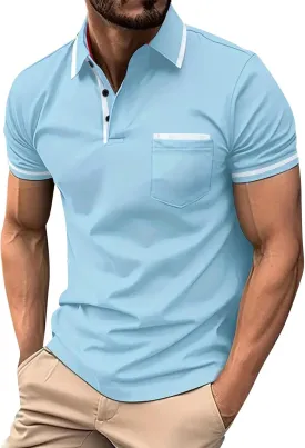 Men's Casual Polo Shirts 2025 Solid/Colo Short Sleeve Fashion Shirt Classic Striped Slim Fit Golf Tennis Tops