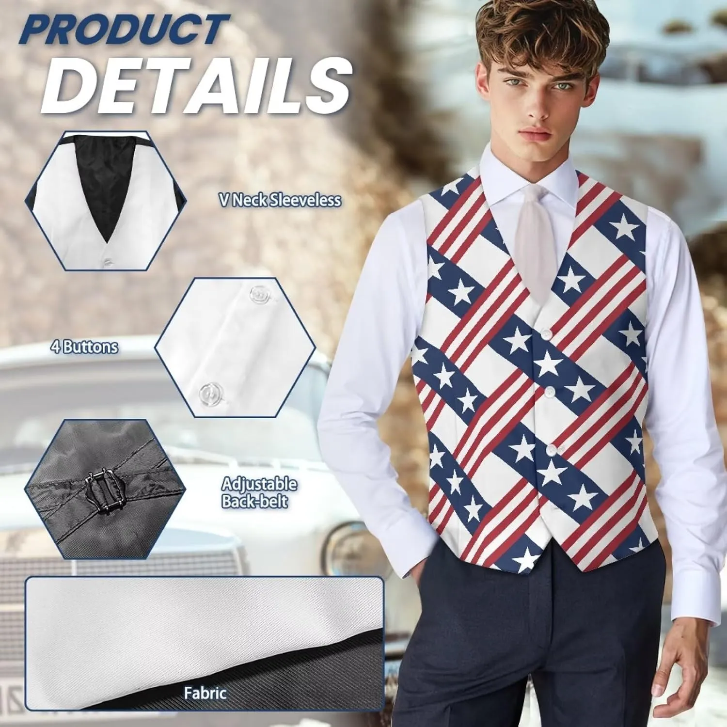 Men's Formal Suit Vest Fit for Business or Casual Dress Slim Fit V Neck Waistcoat Vest