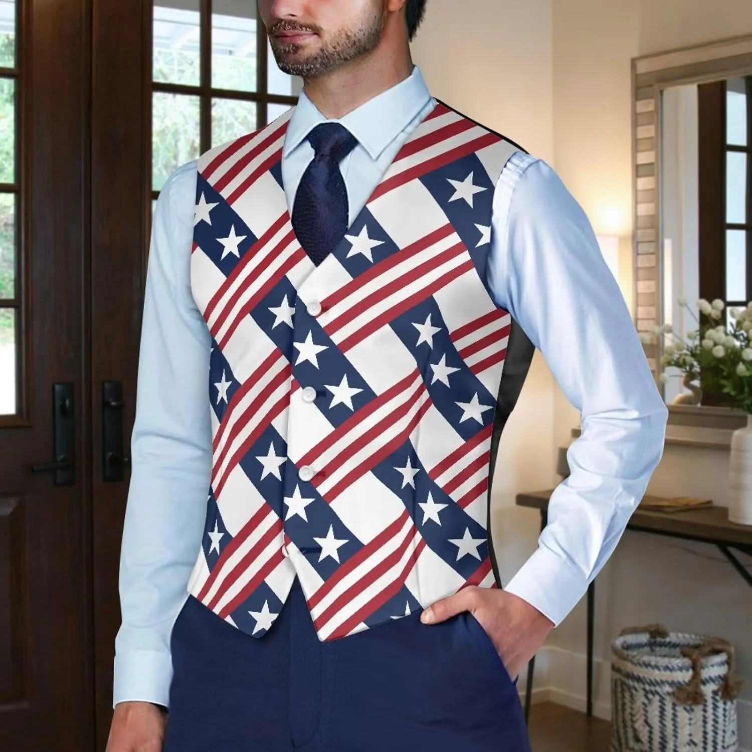 Men's Formal Suit Vest Fit for Business or Casual Dress Slim Fit V Neck Waistcoat Vest