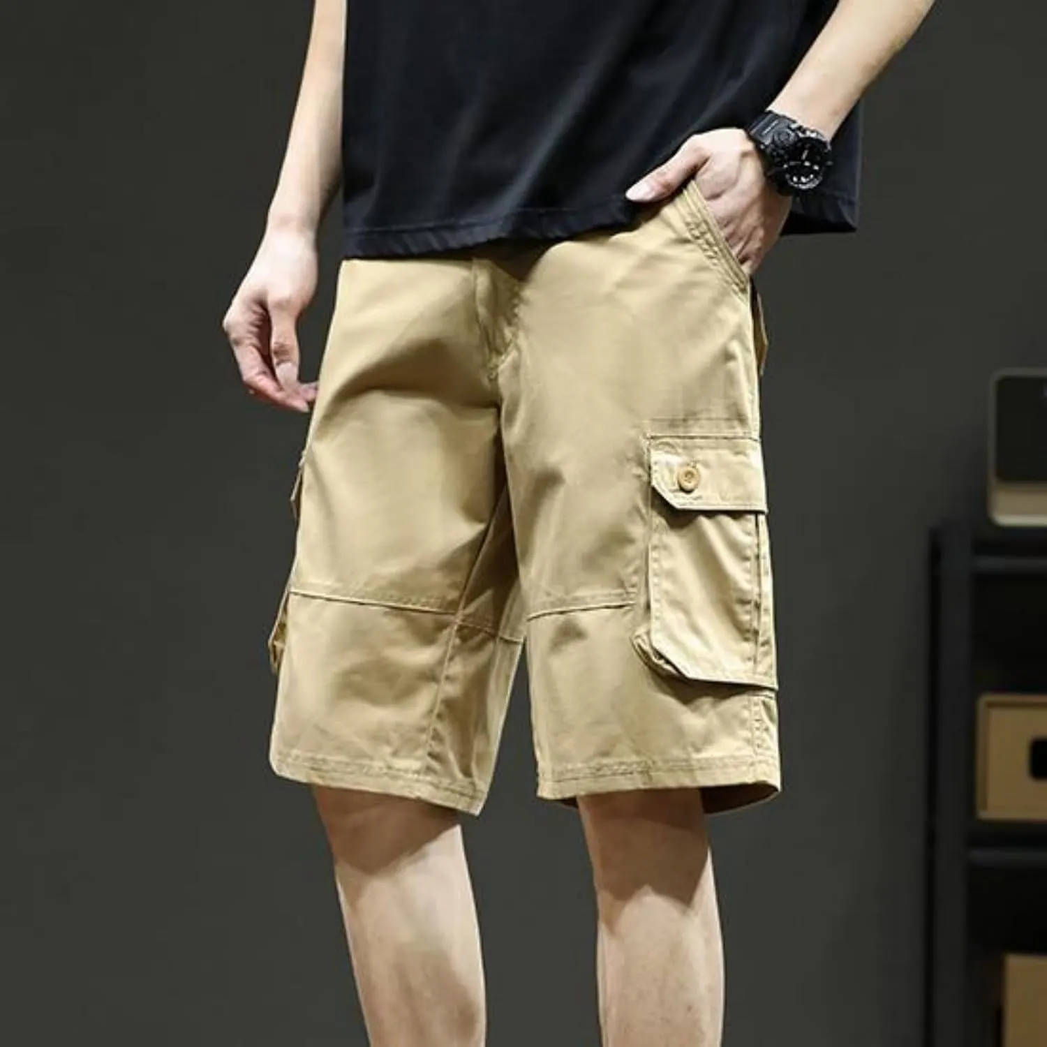 Men's Hiking Cargo Shorts Lightweight Casual Stretch Shorts Fashion Baggy Pocket Summer Sports Beach Half Pants