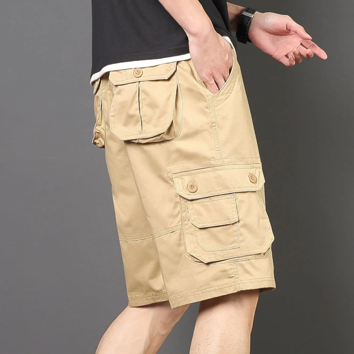 Men's Hiking Cargo Shorts Lightweight Casual Stretch Shorts Fashion Baggy Pocket Summer Sports Beach Half Pants