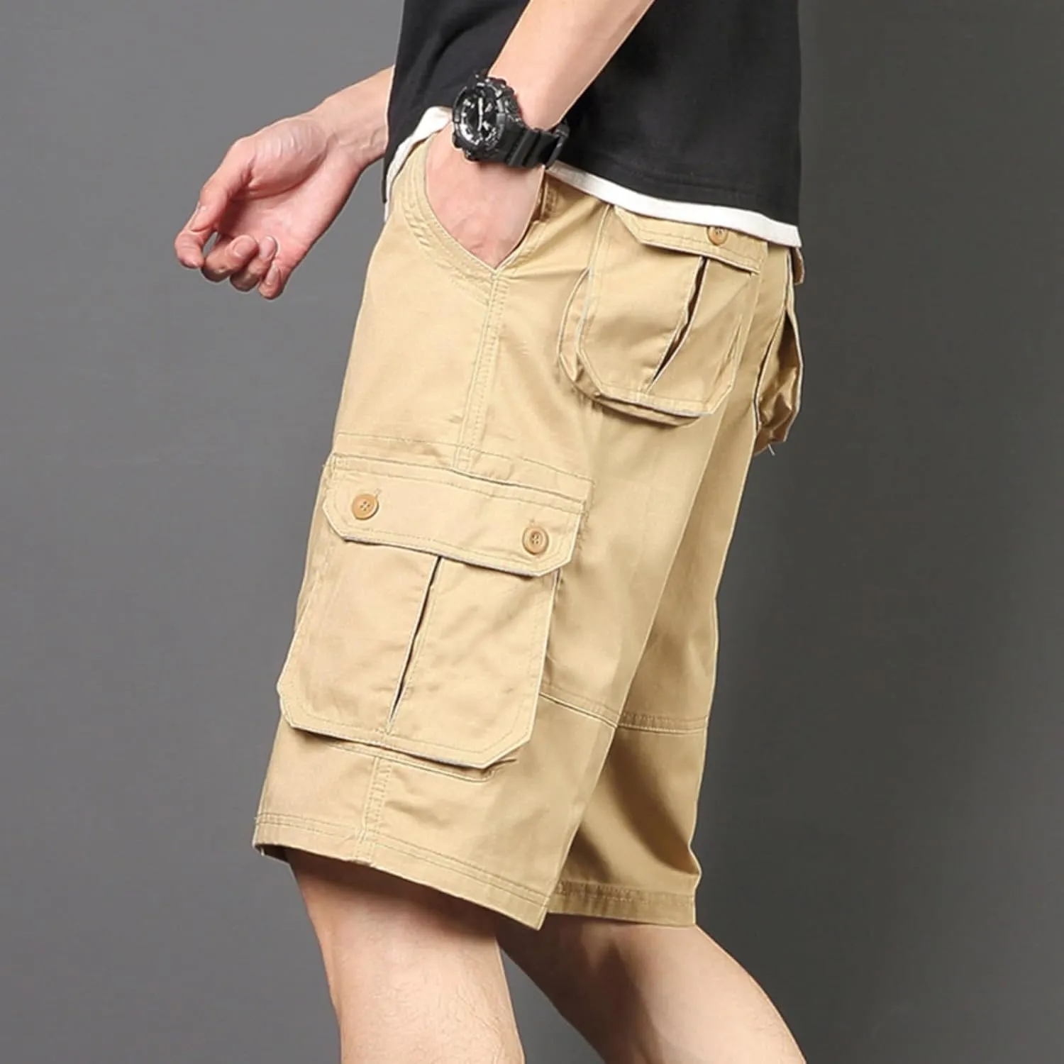 Men's Hiking Cargo Shorts Lightweight Casual Stretch Shorts Fashion Baggy Pocket Summer Sports Beach Half Pants