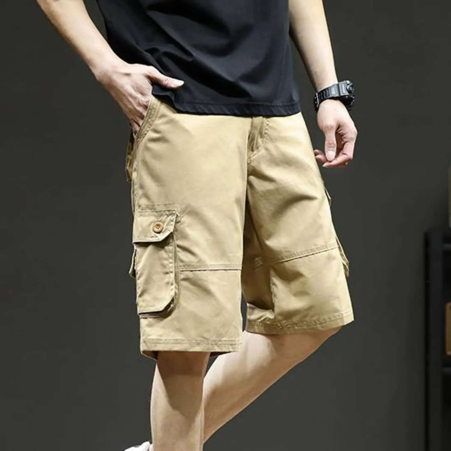 Men's Hiking Cargo Shorts Lightweight Casual Stretch Shorts Fashion Baggy Pocket Summer Sports Beach Half Pants