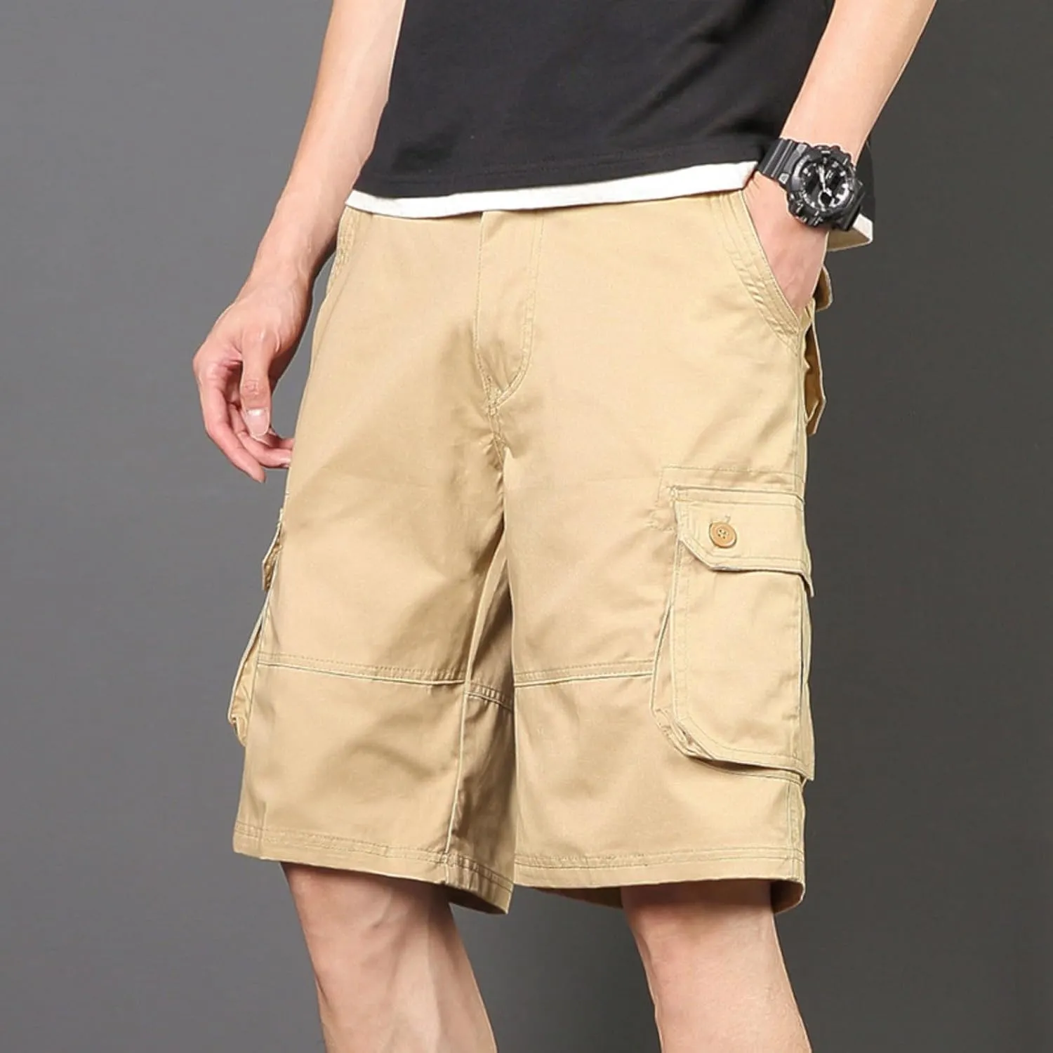 Men's Hiking Cargo Shorts Lightweight Casual Stretch Shorts Fashion Baggy Pocket Summer Sports Beach Half Pants