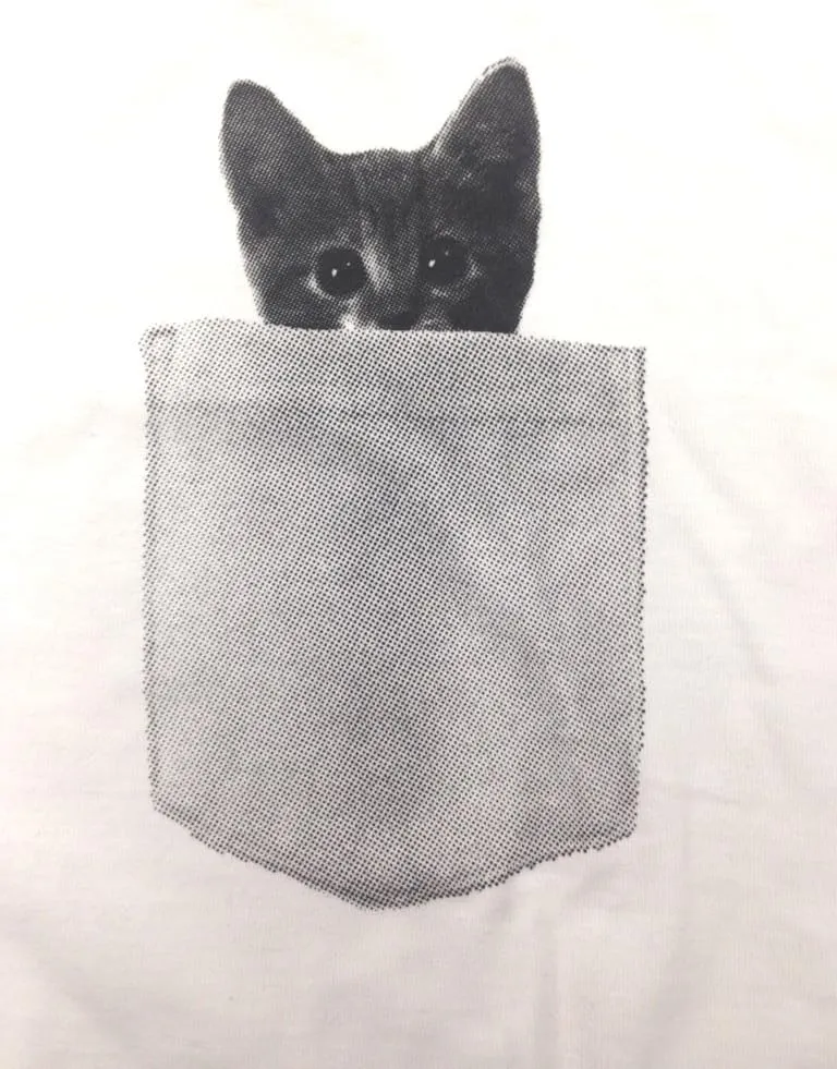 Mens Pocket Cat T Shirt Funny Printed Peeking Pet Kitten Animal Tee for Guys